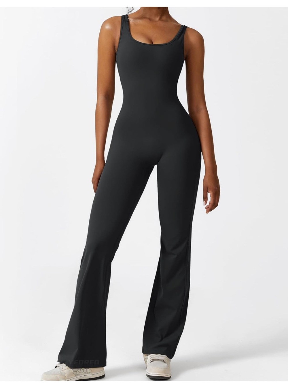 YEOREO Women Workout Scrunch Flare Jumpsuit